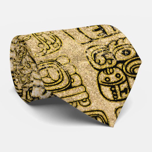 Maya- en aztec-glyphs goud op  textuur stropdas (Opgerold)