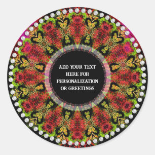 Maya Hearts Psychedelische Geometrische Mandala Ronde Sticker