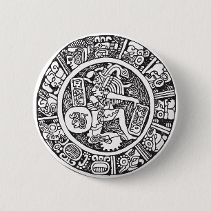 Maya, Mexicaanse hiërogliefen (Maya) Ronde Button 5,7 Cm
