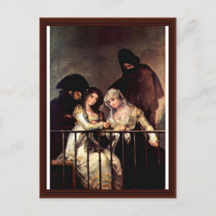 Maya op een balkon door Francisco de Goya Briefkaart