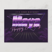 Maya prénom carte postale violette anniversaire (Devant)