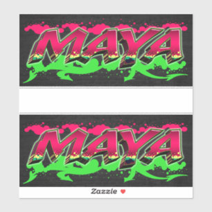 Maya Prénom Nom Graffiti Autocollants