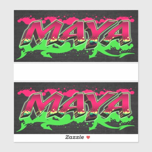 Maya Prénom Nom Graffiti Autocollants (Feuille)