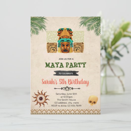 Maya thème anniversaire invitation (Debout devant)