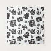 Maya Zwart Wit Etnisch Patroon Wandkleed (Voorkant (horizontaal))