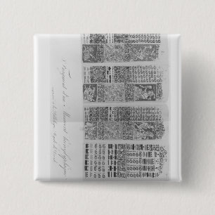 Mayaanse astronomische tafels met verduistering vierkante button 5,1 cm