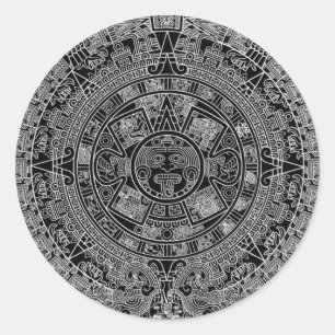 Mayan Aztec Calendar (zwart) 12.21.2012 Ronde Sticker