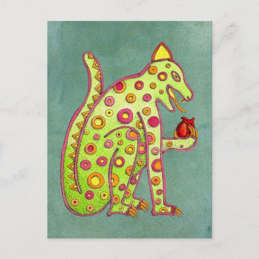 Mayan Aztec Jaguar over het Briefkaart van de groe (Voorkant)