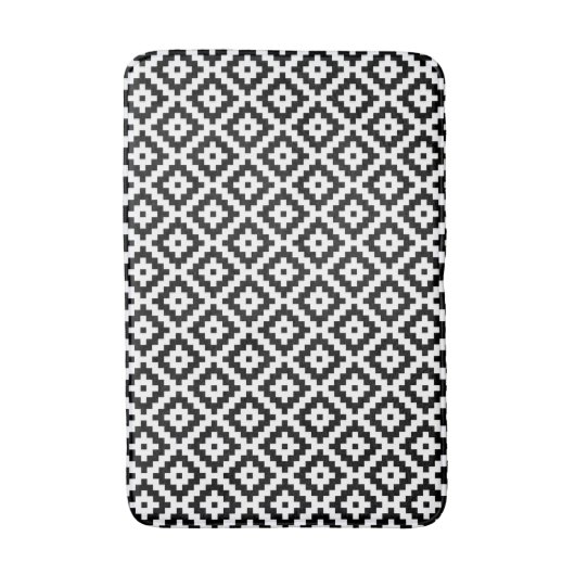 Mayan Brick Knit Diamond Pattern Black White Badmat (Voorkant Verticaal)