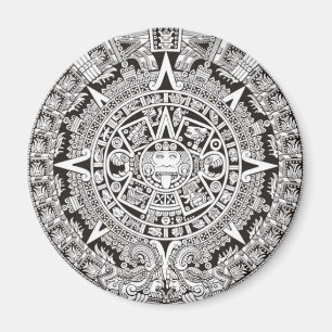Mayan Calendar Magnet Black en White Magneet