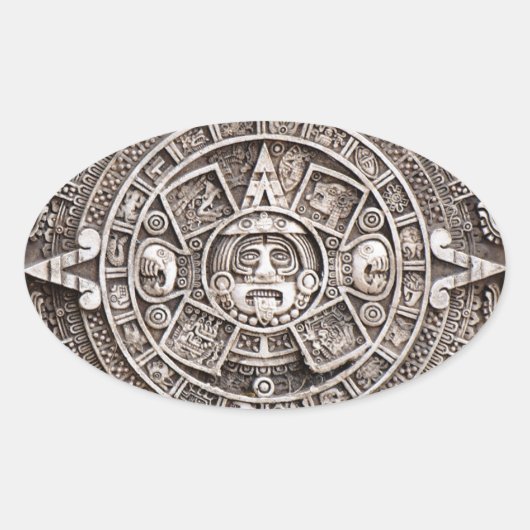 Mayan Calendar Ovale Sticker (Voorkant)