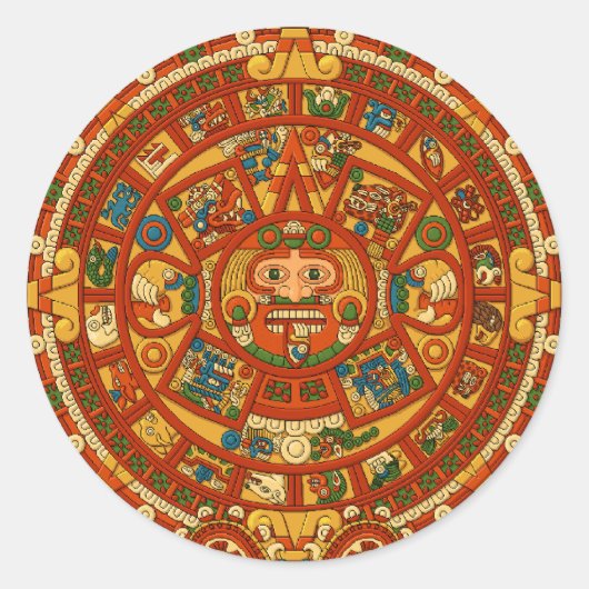 "Mayan Calendar Stone" Ronde Sticker (Voorkant)