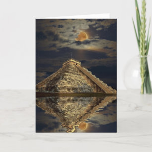 Mayan Chichen Itza Temple & Moon Greeting Card Kaart