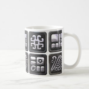 Mayan Glyphs - Black en Silver Koffiemok
