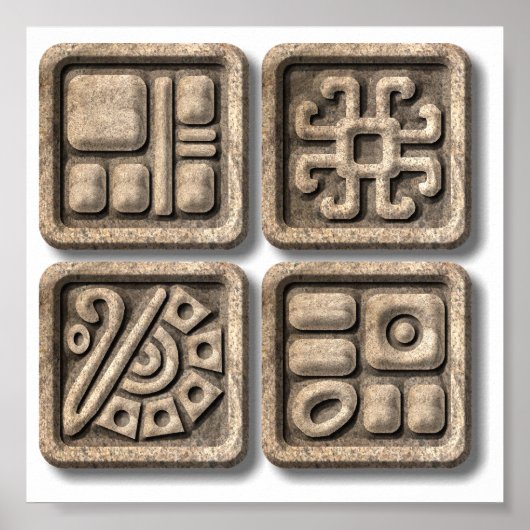 Mayan Glyphs-stone Poster (Voorkant)