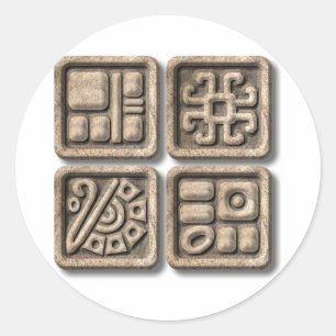 Mayan Glyphs-stone Ronde Sticker