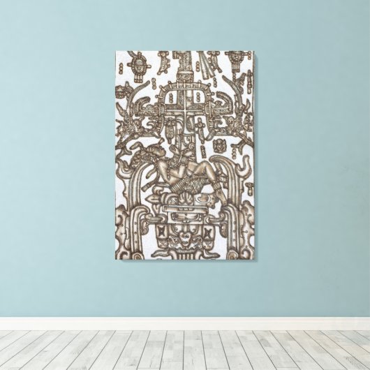 Mayan heerser Pakal Kim de astronaut verpakt doek Canvas Afdruk (Insitu (Houten vloer))