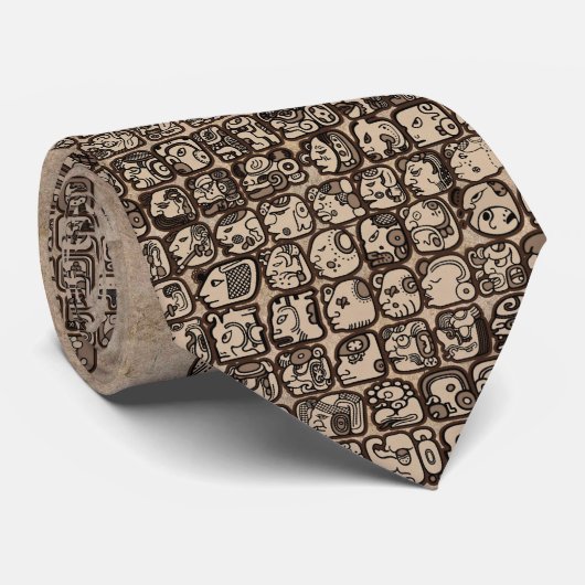 Mayan Hieroglyphs Stropdas (Opgerold)