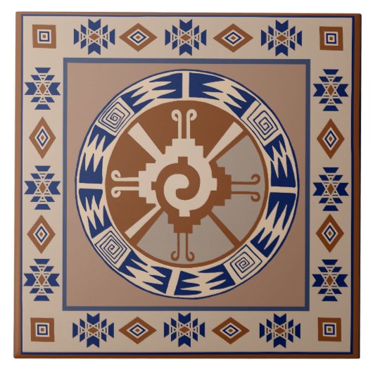 Mayan Hunab Ku Celestial Ceramic Tile Tegeltje (Voorkant)