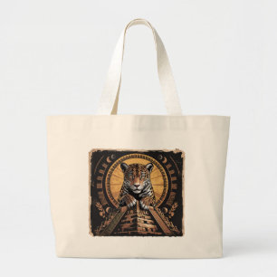 Mayan Jaguar Guardian Azteekse mythologie Art Grote Tote Bag