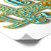 Mayan Jaguar-turquoise en goud Poster (Hoek)