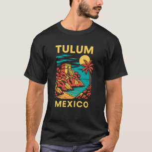 Mayan Ruïnes Strand Tulum Mexico Vintage Heren Coa T-shirt