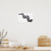 Mayan Serpent - Black en Silver Poster (Keuken)