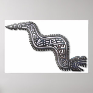 Mayan Serpent - Black en Silver Poster