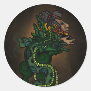 Mayan Serpent God Ronde Sticker