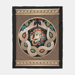 Mayan Serpents and Skull Fleece Deken