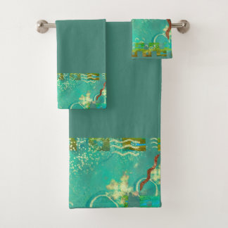 Mayan Turquoise & Gold Mexican Boho Bad Handdoek