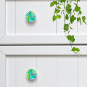 Mayan Turquoise & Golden Misty Sky Keramische Knop