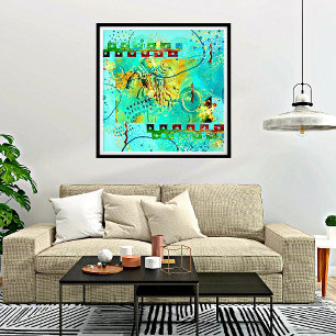 Mayan Turquoise & Golden Misty Sky Perfect Poster