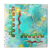 Mayan Turquoise & Golden Misty Sky Tegeltje (Voorkant)