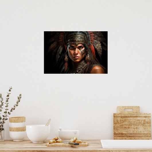 Mayan Warrior Princess Portrait Oil Painting Poste Poster (Keuken)