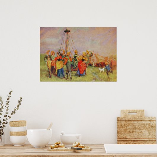 Mayday Dansend rond de Maypole. Poster (Keuken)