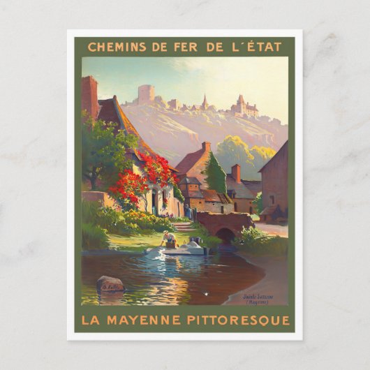 Mayenne France vintage Briefkaart (Voorkant)