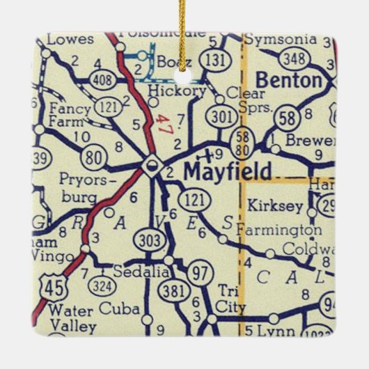Mayfield KY  Map Keramisch Ornament (Achterkant)