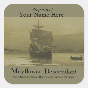 Mayflower Bookplate Vierkante Sticker