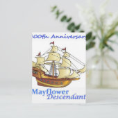 Mayflower Descendant Sailing Ship Jubileum Briefkaart (Staand voorkant)