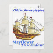Mayflower Descendant Sailing Ship Jubileum Briefkaart (Voorkant / Achterkant)