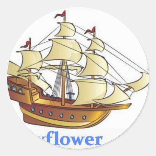 Mayflower Descendant Sailing Ship Jubileum Ronde Sticker (Voorkant)
