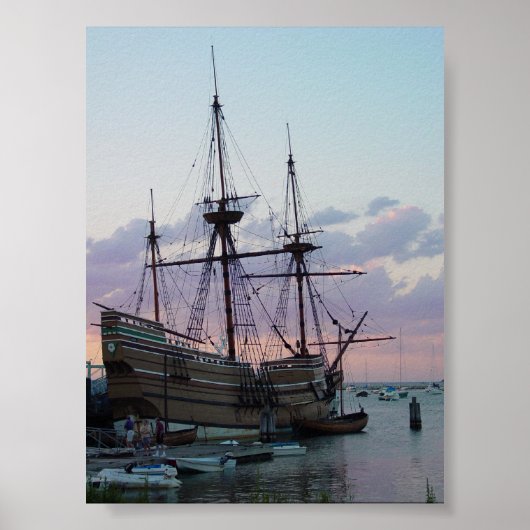 Mayflower II op Sunset Poster (Voorkant)