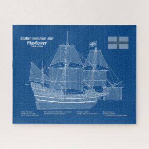 Mayflower - Schip Blauwdruk Plannen ABD Legpuzzel
