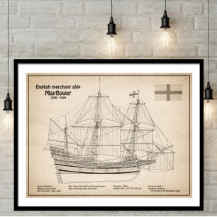 Mayflower - Schip Blauwdruk Plannen SD Poster