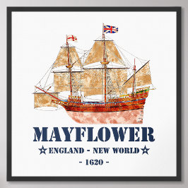 Mayflower Tall Ship - Engeland naar de Nieuwe Were Foto Afdruk