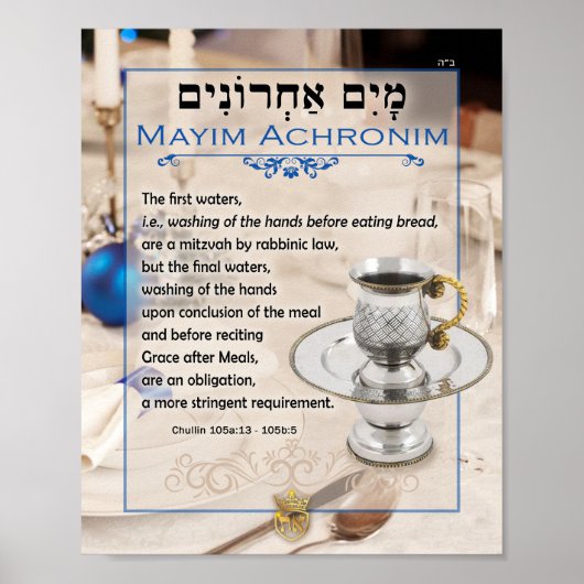 Mayim Achronim Last Waters Talmud Quote Art Poster (Voorkant)