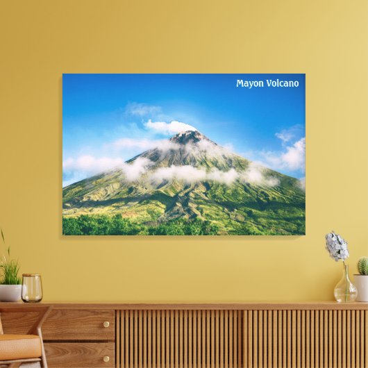 Mayon Volcano met heldere blauwe hemel Canvas Afdruk (Insitu (Woonkamer))