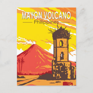 Mayon vulkaan Cagsawa ruïnes Filipijnen Reiskunst Briefkaart