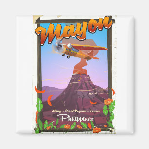 Mayon vulkaan filippijnen avonturenposter magneet